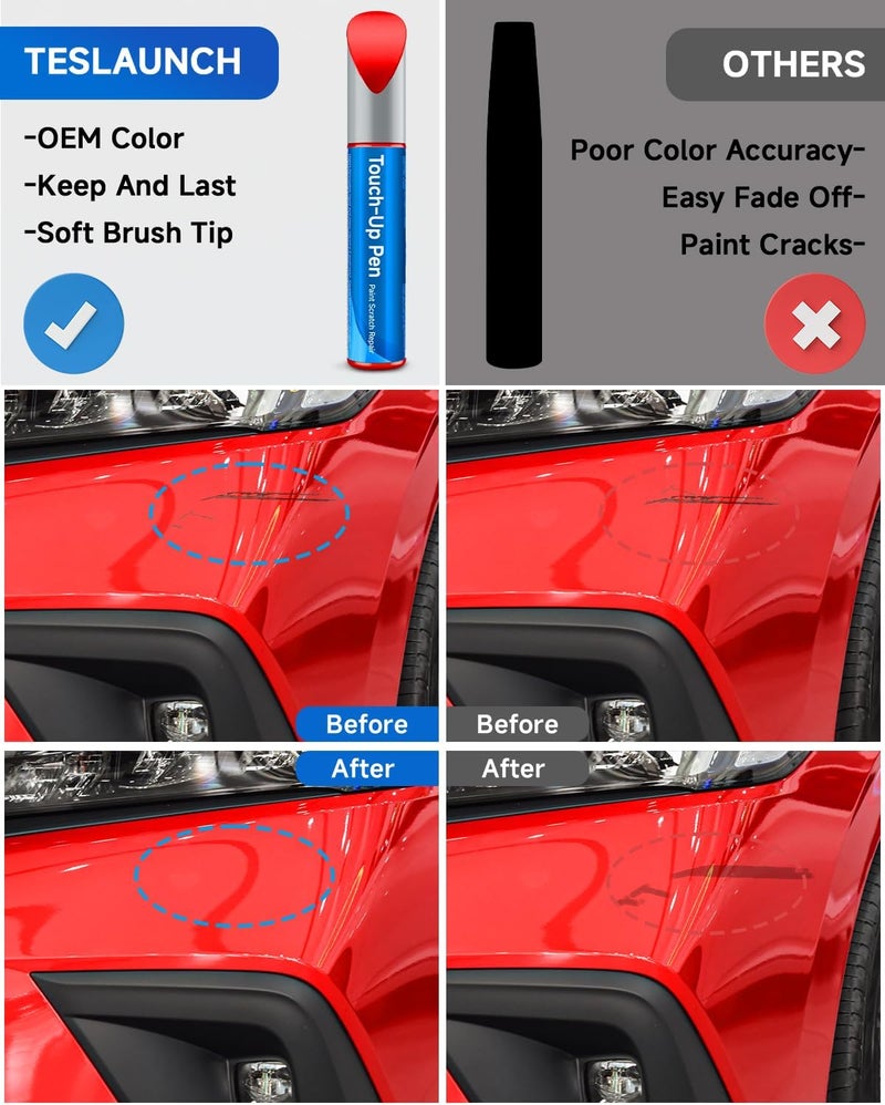 RSACET R-513 Rallye Red Touch Up Paint Compatible with Honda Exact Match Touch Up Paint Car Scratch Repair - Image 2